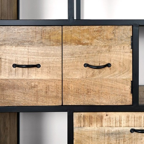 Indusrtiële metalen kast met hout 185 cm x 100 cm - Walter