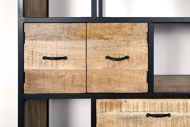 Industriële metalen kast met hout 185 cm x 100 cm - Walter