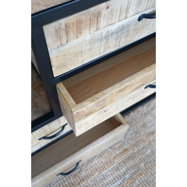 Indusrtiële metalen kast met hout 185 cm x 100 cm - Walter
