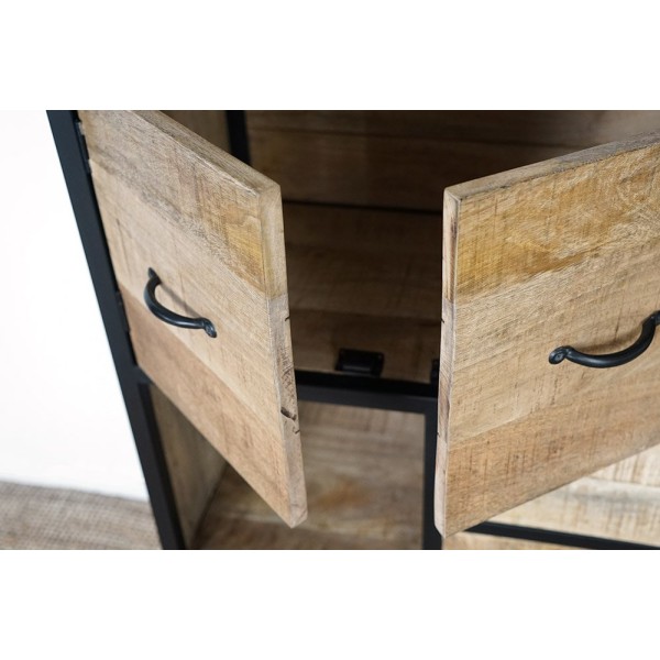 Indusrtiële metalen kast met hout 185 cm x 100 cm - Walter