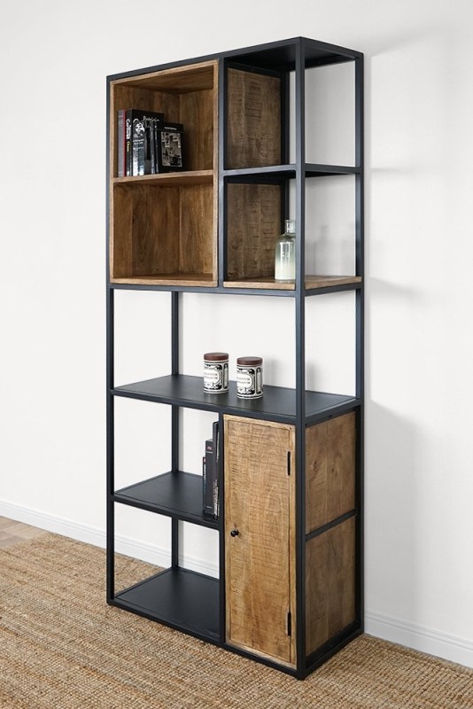 Metalen en houten boekenkast - Diane