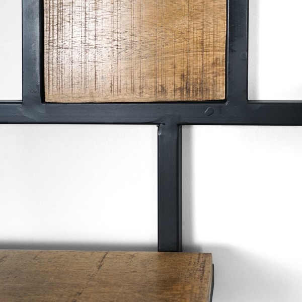 Etagère ronde en métal et bois massif