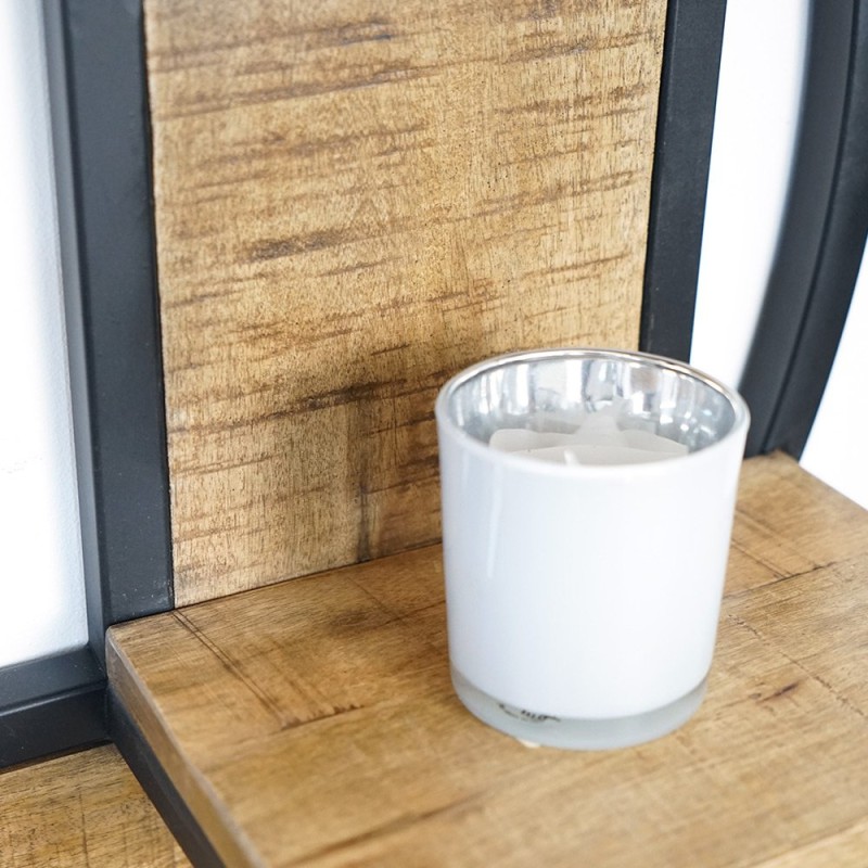 Rond industrieel rek van metaal en hout
