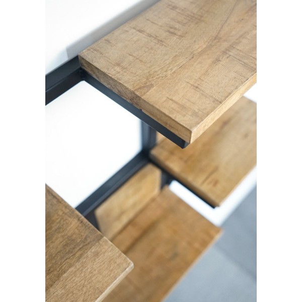 Etagère ronde en métal et bois massif