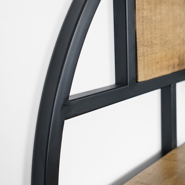 Etagère ronde en métal et bois massif