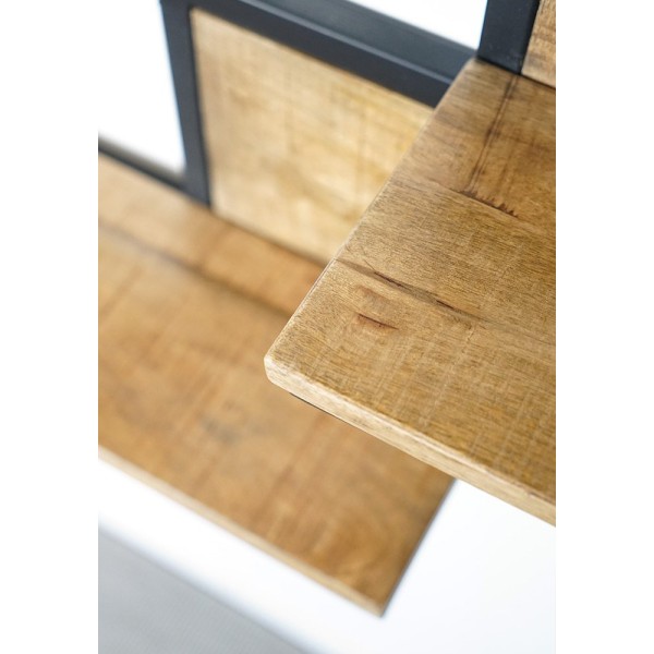 Etagère ronde en métal et bois massif