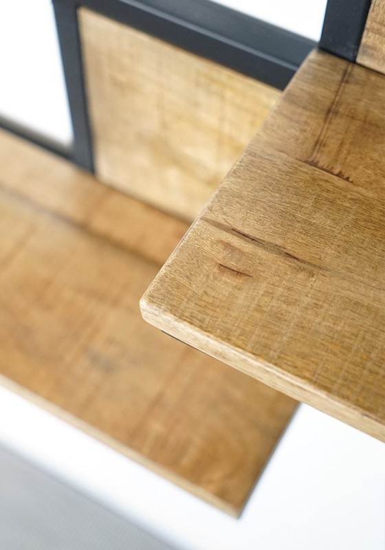 Rond industrieel rek van metaal en hout