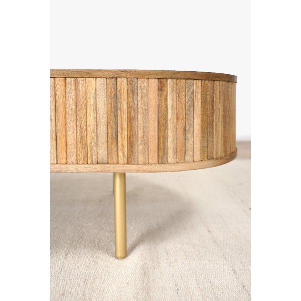 Massief houten salontafel met messing poten - Unami