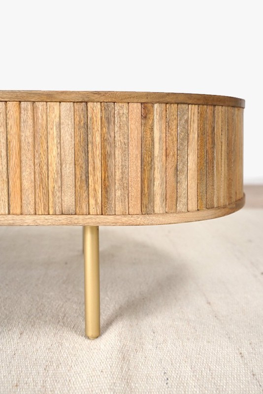 Massief houten salontafel met messing poten - Umami