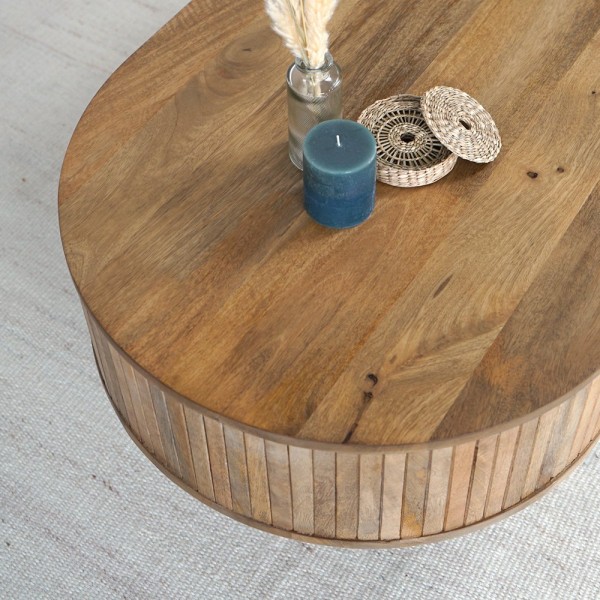 Massief houten salontafel met messing poten - Unami