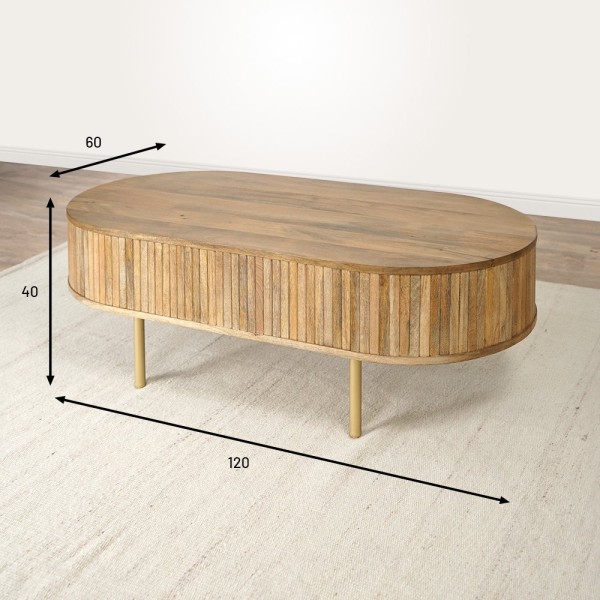 Massief houten salontafel met messing poten - Unami