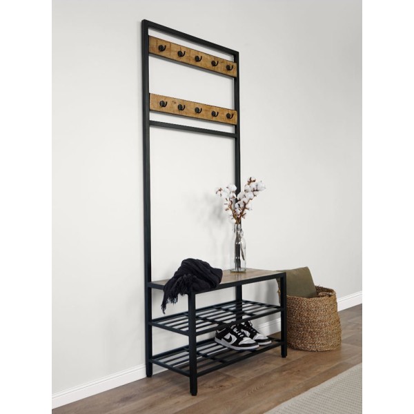 Entree garderobe met 10 industriële haken