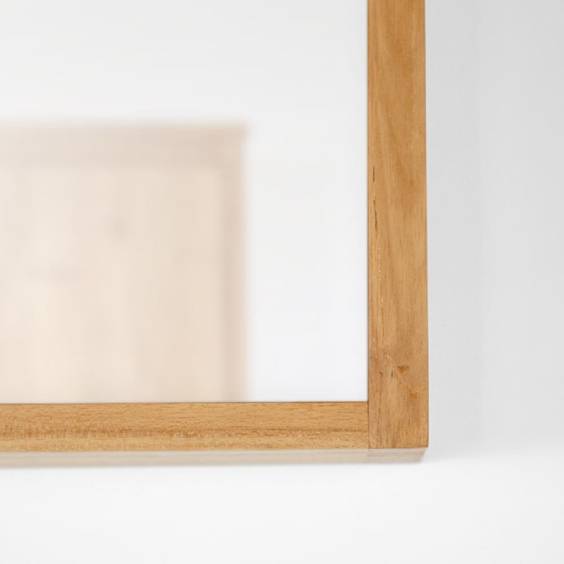 Massief teakhouten 90 cm rechthoekige spiegel met lamphouder