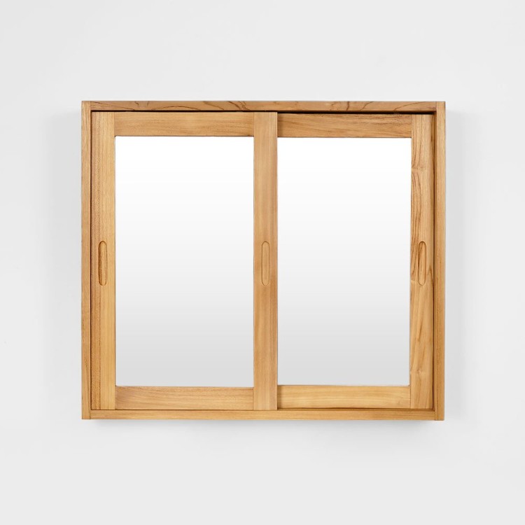 Massief teak badkamermeubel met spiegel 80 cm