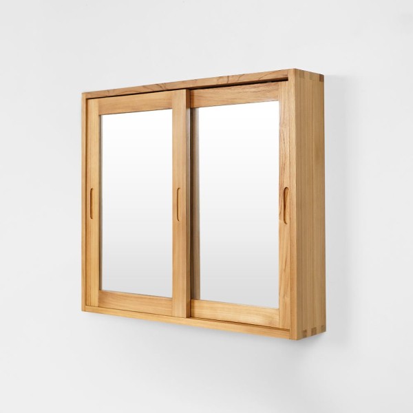Massief teak badkamermeubel met spiegel 80 cm