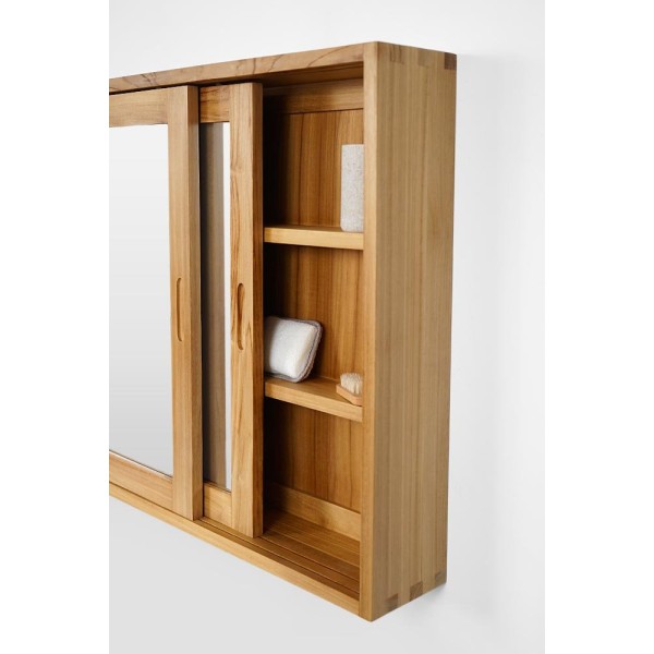 Massief teak badkamermeubel met spiegel 80 cm