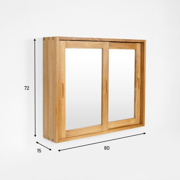 Massief teak badkamermeubel met spiegel 80 cm