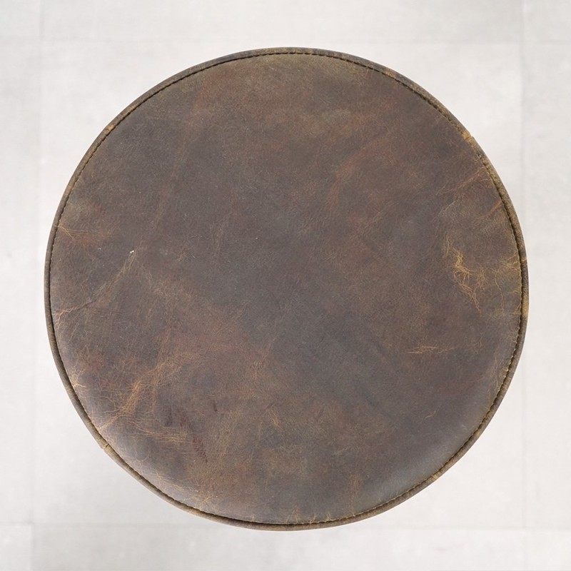 Krukbediende industriële kruk met leren zitting