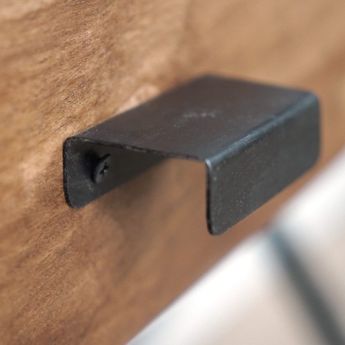 Massief houten bureau met metalen poten