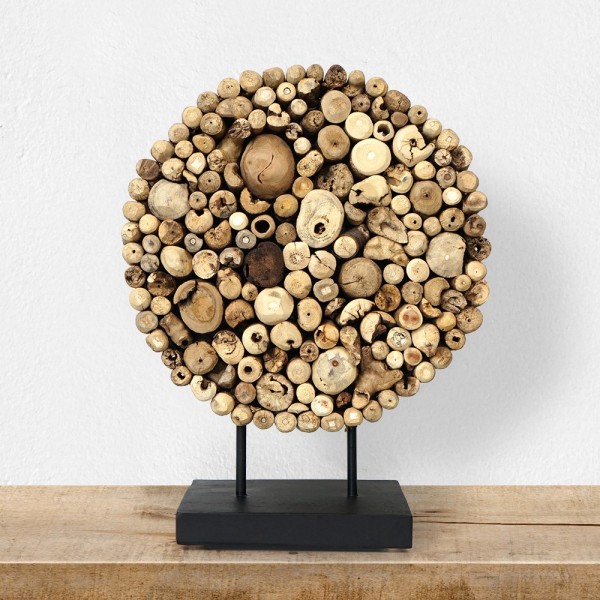 Decoratief object in teruggewonnen teakhout