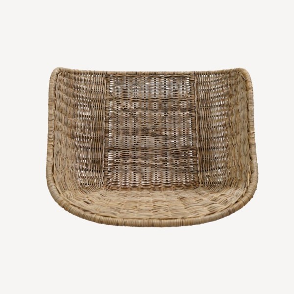Rotan stoel met armleuning en zwarte metalen poten - Sara