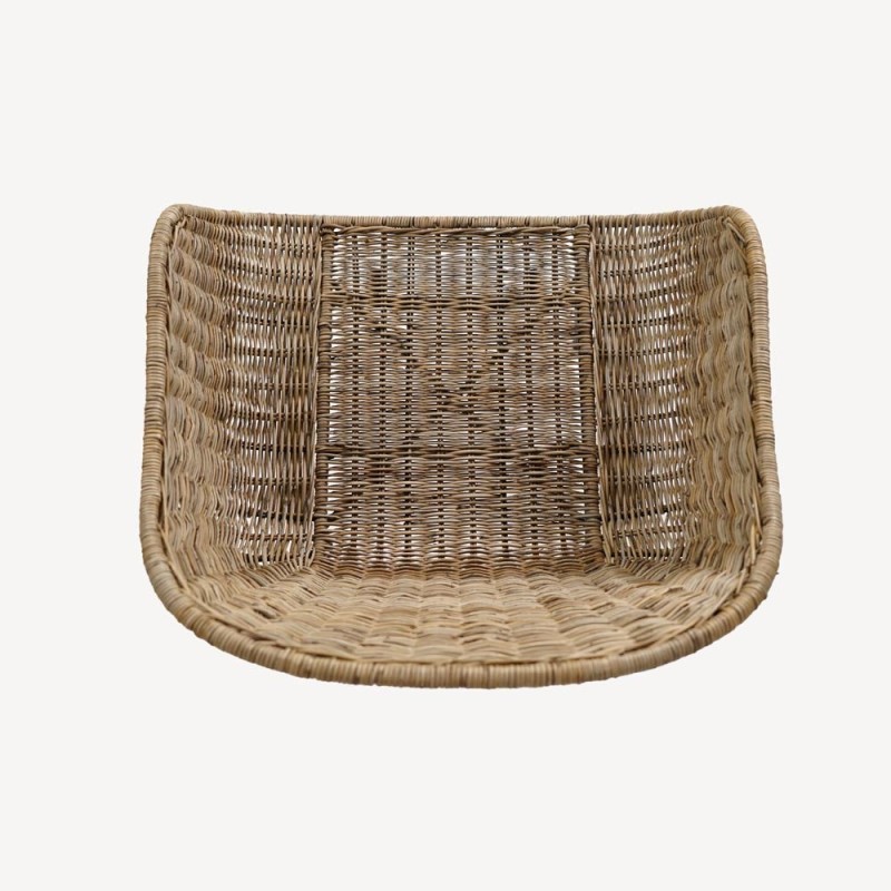 Rotan stoel met armleuningen en zwarte metalen poten - Sara