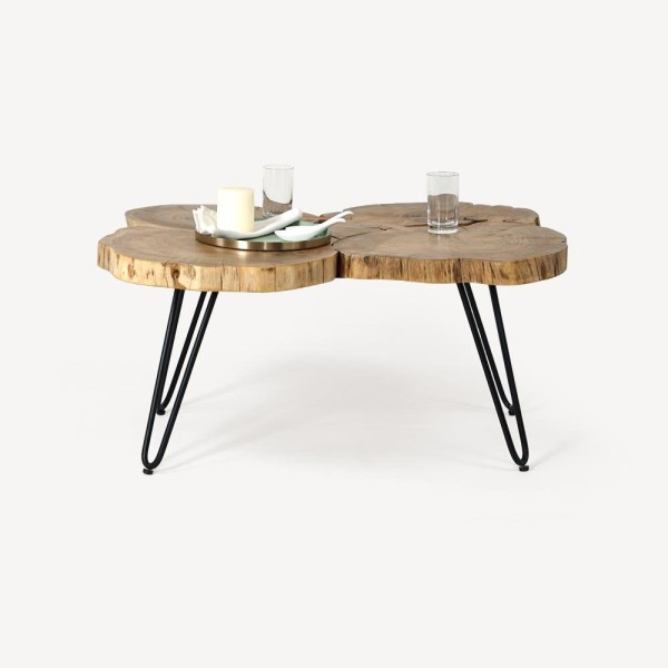 Accacia boomstam salontafel met metalen poten