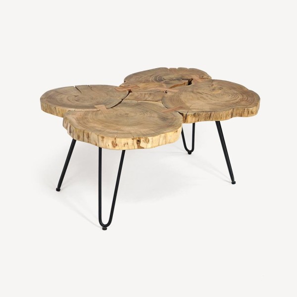 Accacia boomstam salontafel met metalen poten