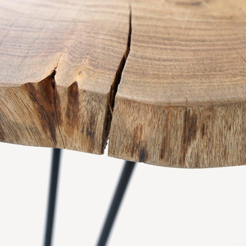 Accacia boomstam salontafel met metalen poten