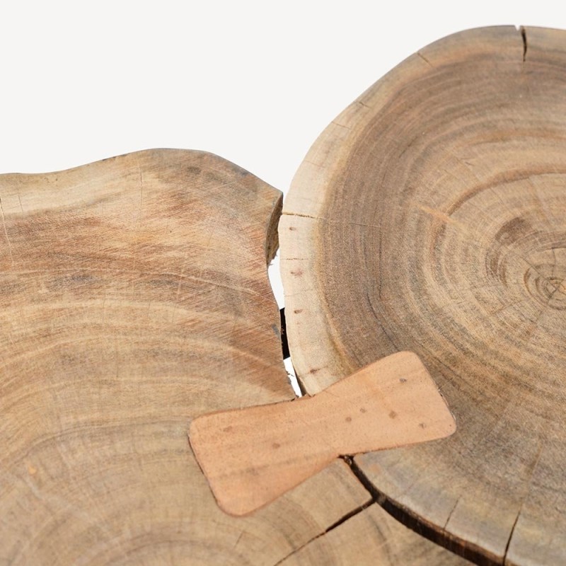 Accacia boomstam salontafel met metalen poten