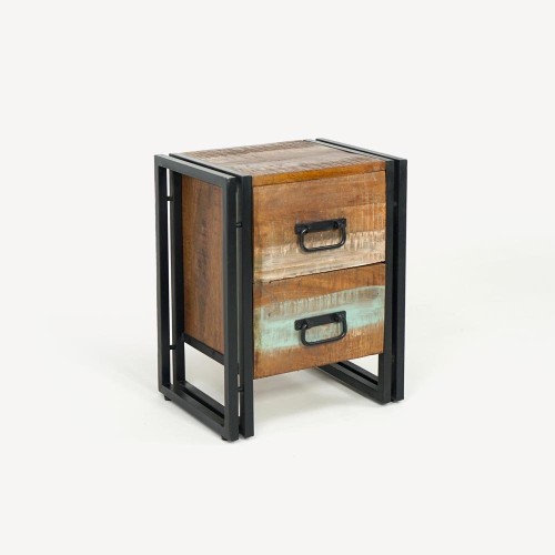 Industriële nachtkast in hout