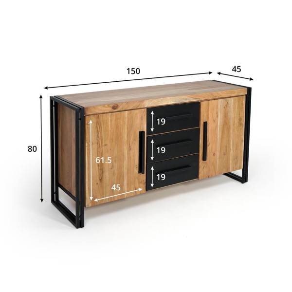 Industriële dressoir 2 deuren Liverpool