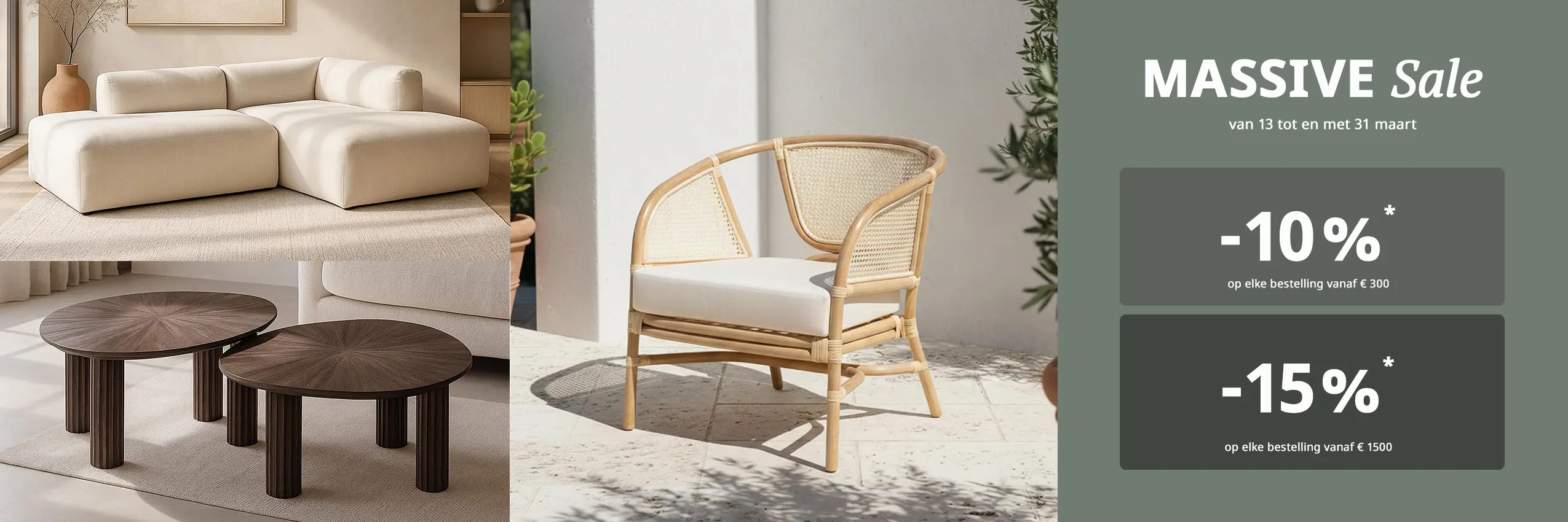 MASSIVE Sale - Geniet van tot -15%* korting op uw winkelmandje